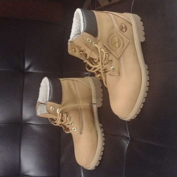 Timberland Other - Wheat Timberland Boots Size 4.5 in kids fur inside.
